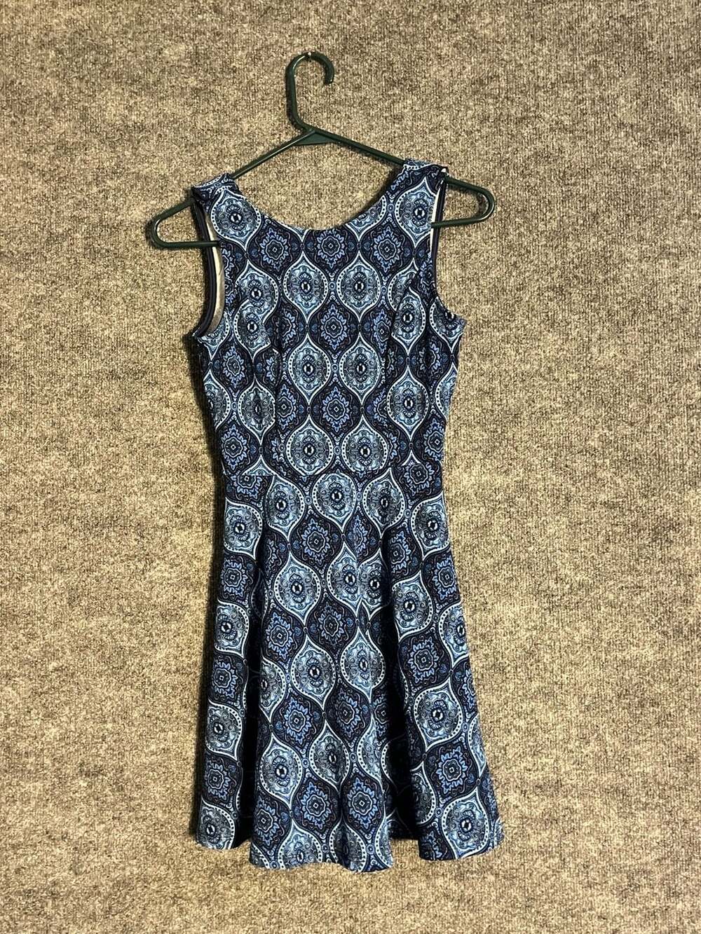 Blue Rain Medallion Print Fit And Flare Dress Size XS Blue 007-01